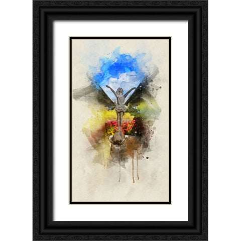 Choo Choo Pixie Watercolor Black Ornate Wood Framed Art Print with Double Matting by Lee, Rachel