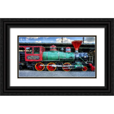 Choo Choo Train Oil Paint Black Ornate Wood Framed Art Print with Double Matting by Lee, Rachel