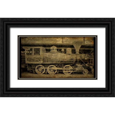 Choo Choo Train Old Photo Black Ornate Wood Framed Art Print with Double Matting by Lee, Rachel
