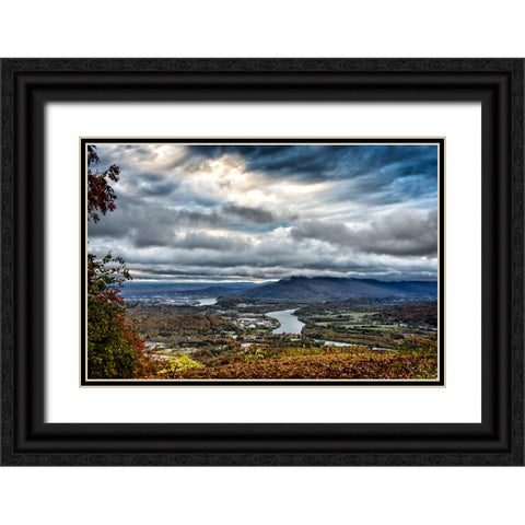 Fall View to Lookout Black Ornate Wood Framed Art Print with Double Matting by Lee, Rachel
