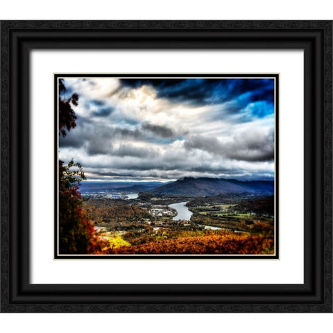 Fall View to Lookout Glow Black Ornate Wood Framed Art Print with Double Matting by Lee, Rachel