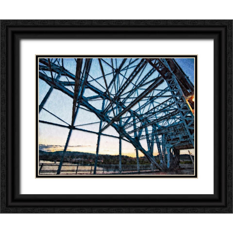 Market Bridge Afternoon 3 Painted Black Ornate Wood Framed Art Print with Double Matting by Lee, Rachel
