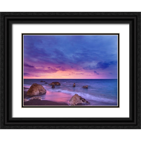 Ocean 33 Black Ornate Wood Framed Art Print with Double Matting by Lee, Rachel