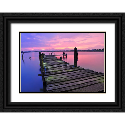 Pier 11 Black Ornate Wood Framed Art Print with Double Matting by Lee, Rachel