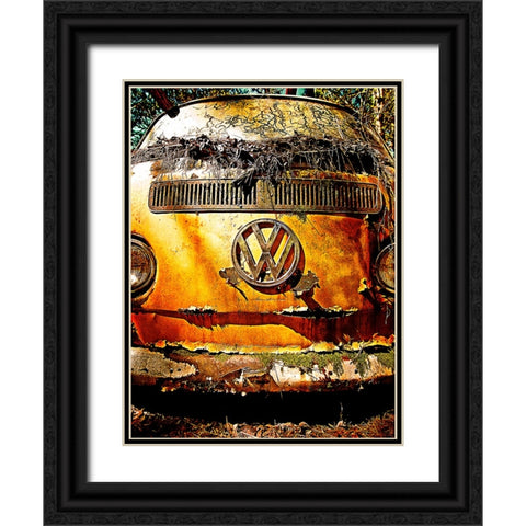 VW Bus Black Ornate Wood Framed Art Print with Double Matting by Lee, Rachel