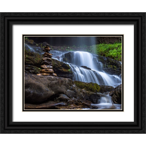 Waterfall 37 Black Ornate Wood Framed Art Print with Double Matting by Lee, Rachel