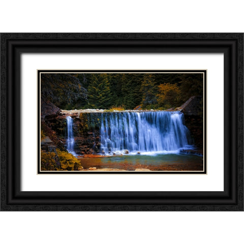 Waterfall 55 Black Ornate Wood Framed Art Print with Double Matting by Lee, Rachel