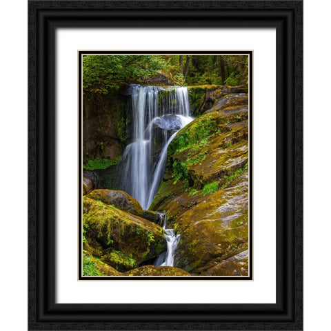 Waterfall 57 Black Ornate Wood Framed Art Print with Double Matting by Lee, Rachel