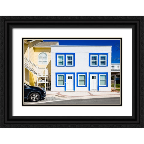 The Blue Beach House 2 Black Ornate Wood Framed Art Print with Double Matting by Malone, Will