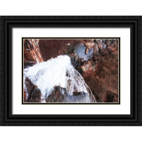Down Waterfall Black Ornate Wood Framed Art Print with Double Matting by Malone, Will