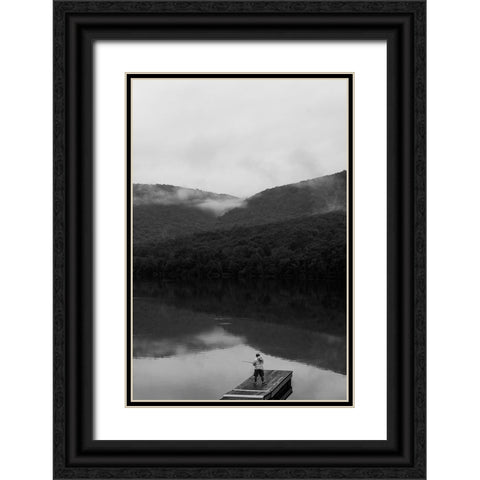 Fishing Black Ornate Wood Framed Art Print with Double Matting by Malone, Will