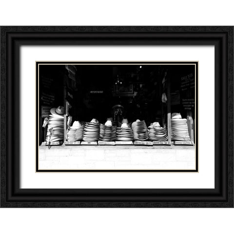 Hat Shop Black Ornate Wood Framed Art Print with Double Matting by Malone, Will