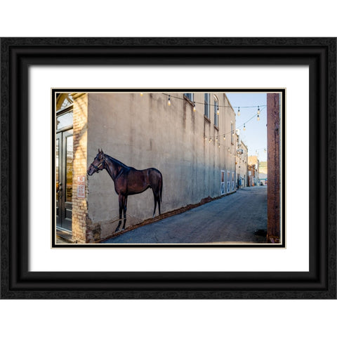 Horse Alley Black Ornate Wood Framed Art Print with Double Matting by Malone, Will