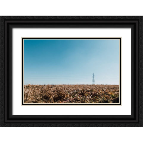 Powerline Field Black Ornate Wood Framed Art Print with Double Matting by Malone, Will