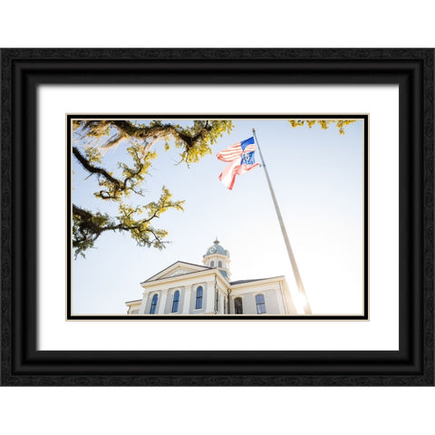 Courthouse 3 Black Ornate Wood Framed Art Print with Double Matting by Malone, Will