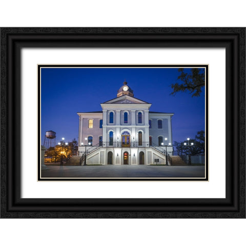 Courthouse Morning Black Ornate Wood Framed Art Print with Double Matting by Malone, Will
