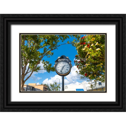 Fairhope Clock Black Ornate Wood Framed Art Print with Double Matting by Malone, Will