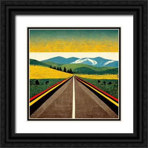 A Cheerful Drive Black Ornate Wood Framed Art Print with Double Matting by Screendoor