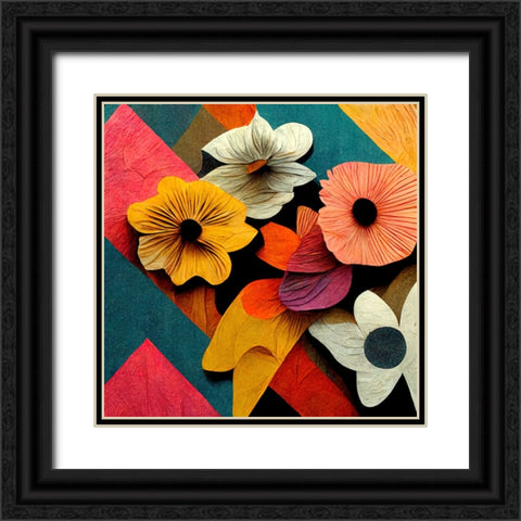 Paper Flowers 10 Black Ornate Wood Framed Art Print with Double Matting by Screendoor