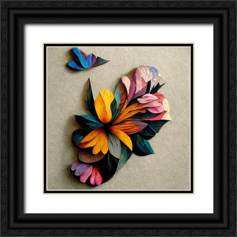 Paper Flowers 11 Black Ornate Wood Framed Art Print with Double Matting by Screendoor