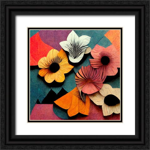 Paper Flowers 12 Black Ornate Wood Framed Art Print with Double Matting by Screendoor