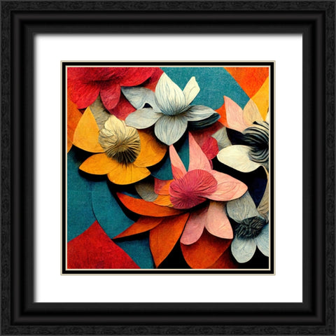 Paper Flowers 14 Black Ornate Wood Framed Art Print with Double Matting by Screendoor