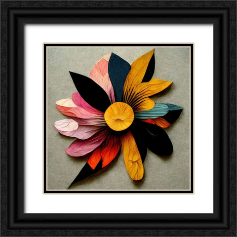 Paper Flowers 15 Black Ornate Wood Framed Art Print with Double Matting by Screendoor