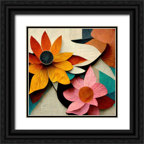 Paper Flowers 20 Black Ornate Wood Framed Art Print with Double Matting by Screendoor