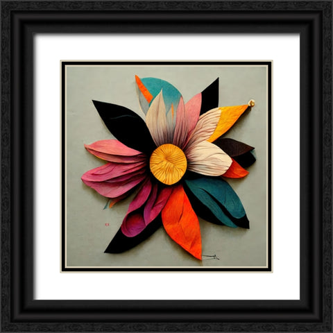 Paper Flowers 2 Black Ornate Wood Framed Art Print with Double Matting by Screendoor