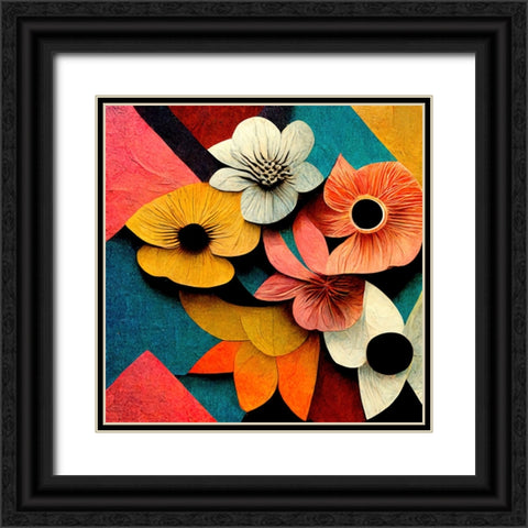 Paper Flowers 3 Black Ornate Wood Framed Art Print with Double Matting by Screendoor