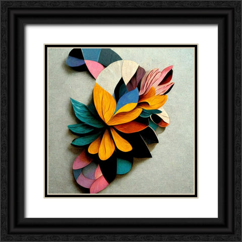 Paper Flowers 4 Black Ornate Wood Framed Art Print with Double Matting by Screendoor