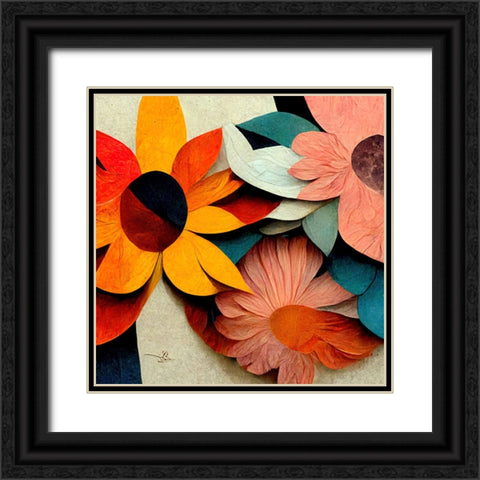 Paper Flowers 6 Black Ornate Wood Framed Art Print with Double Matting by Screendoor