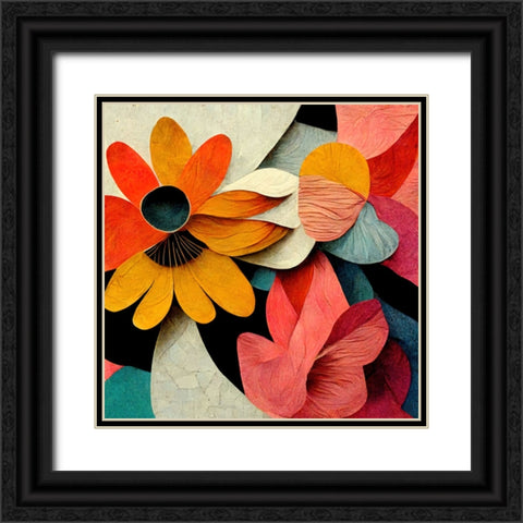 Paper Flowers 7 Black Ornate Wood Framed Art Print with Double Matting by Screendoor