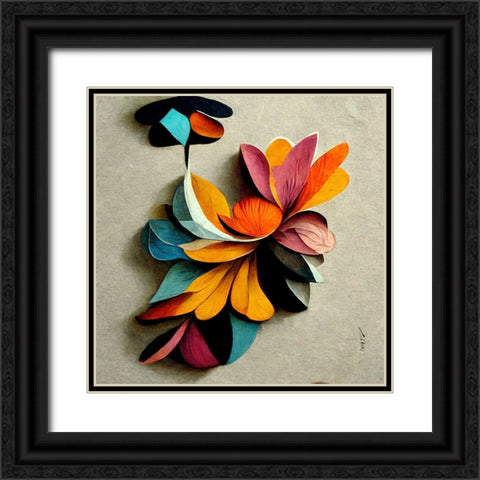 Paper Flowers 9 Black Ornate Wood Framed Art Print with Double Matting by Screendoor