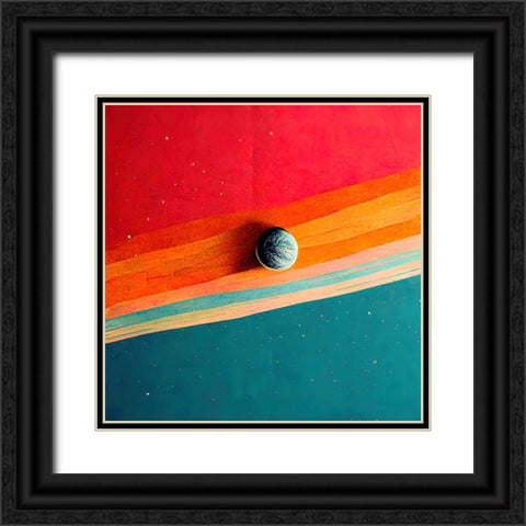 Rainbow Planet 2 Black Ornate Wood Framed Art Print with Double Matting by Screendoor