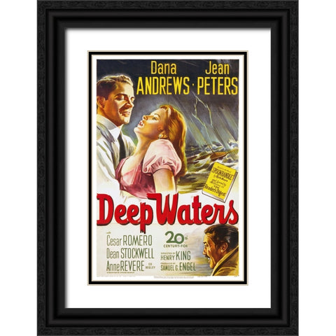 Deep Waters Black Ornate Wood Framed Art Print with Double Matting by Screendoor