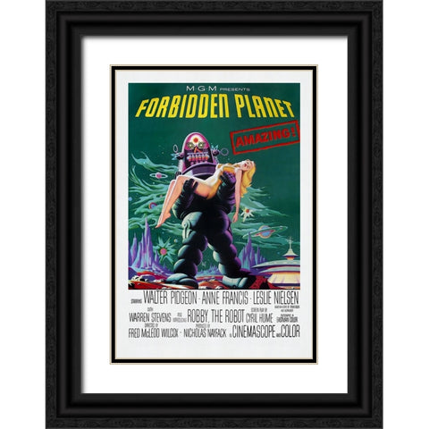 Forbidden Planet Black Ornate Wood Framed Art Print with Double Matting by Screendoor