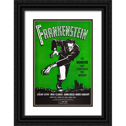 Frankenstein the Monster Black Ornate Wood Framed Art Print with Double Matting by Screendoor