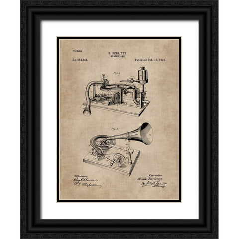 Patent Document of a Gramophone Black Ornate Wood Framed Art Print with Double Matting by CAG