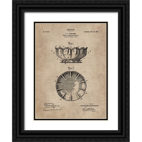 Patent Document of a Dish Black Ornate Wood Framed Art Print with Double Matting by CAG