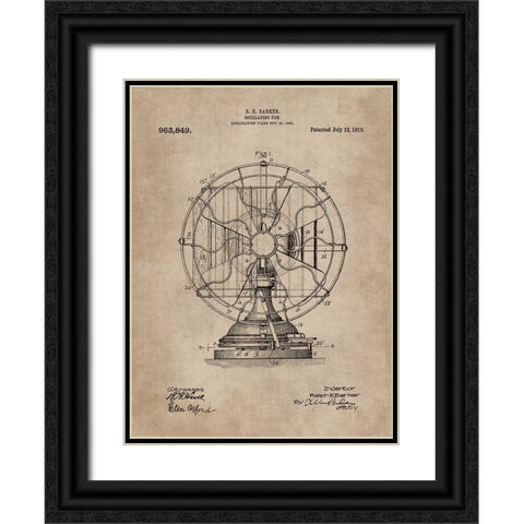 Patent Document of an Oscillating Fan Black Ornate Wood Framed Art Print with Double Matting by CAG