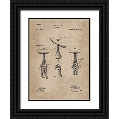 Patent Document of a Cork Screw Black Ornate Wood Framed Art Print with Double Matting by CAG