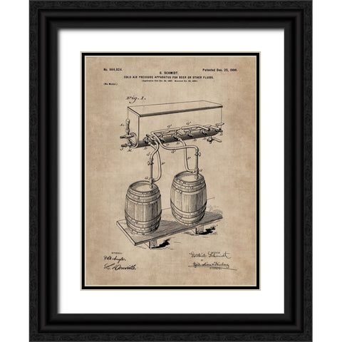 Patent Document of a Cold Air Pressure Apparatus for Beer Black Ornate Wood Framed Art Print with Double Matting by CAG
