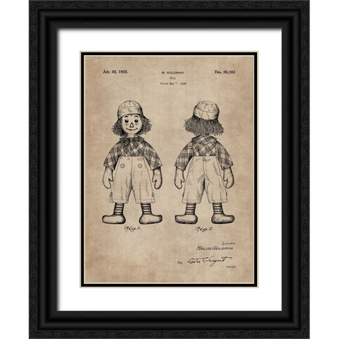 Patent Document of a Doll Black Ornate Wood Framed Art Print with Double Matting by CAG