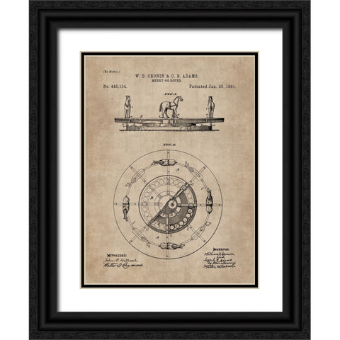 Patent Document of a Merry-Go-Round Black Ornate Wood Framed Art Print with Double Matting by CAG