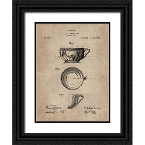Patent Document of a Cup or Bowl Black Ornate Wood Framed Art Print with Double Matting by CAG