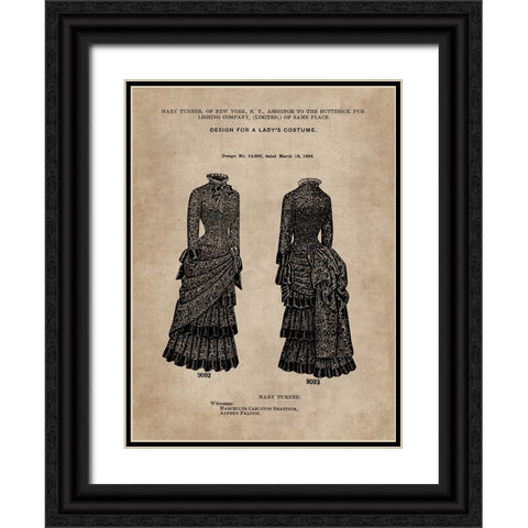 Patent Document of a Ladys Costume Black Ornate Wood Framed Art Print with Double Matting by CAG