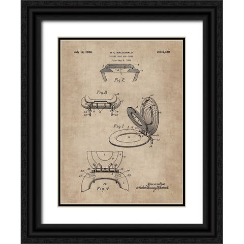 Patent Document of a Toilet Seat And Cover Black Ornate Wood Framed Art Print with Double Matting by CAG