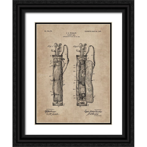 Patent Document of a Caddy Bag Black Ornate Wood Framed Art Print with Double Matting by CAG