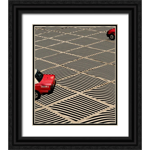 Taxi Black Ornate Wood Framed Art Print with Double Matting by Wonder, Howie